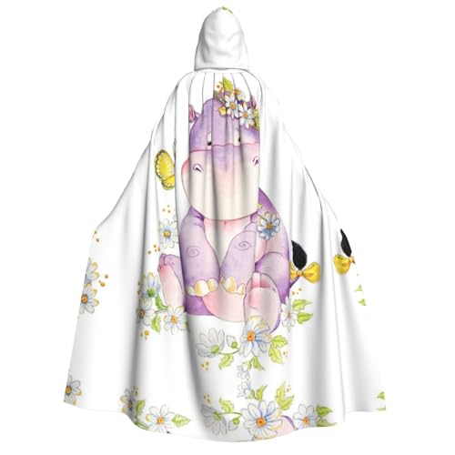 Apbdffjnf Schmetterling und Nilpferd, bedruckt, für Erwachsene, dicker Kapuzenumhang, Unisex, Umhang mit Kapuze, Halloween-Kapuzenumhang für Damen und Herren, weich und elastisch von Apbdffjnf