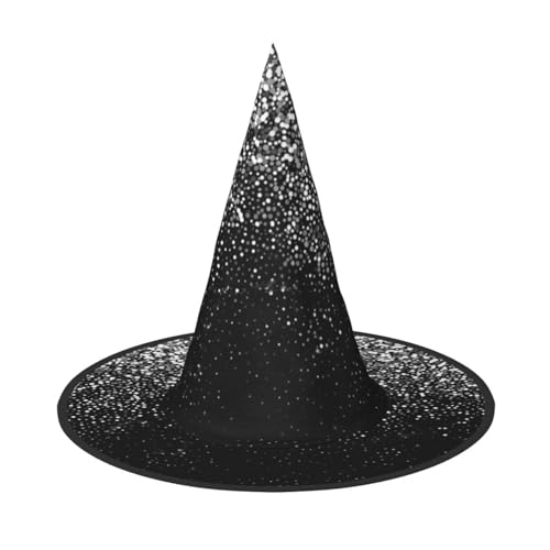 Apbdffjnf Schwarz-weißer Glitzer-Druck, Halloween-Hexenhut, spitzer Hexenhut, Kostümzubehör für Halloween-Party-Dekoration von Apbdffjnf