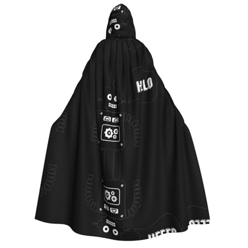 Apbdffjnf Schwarzer Roboteraufdruck, Erwachsenen-Umhang, dicker Kapuzenumhang, Unisex, Umhang mit Kapuze, Halloween-Kapuzenumhang für Damen und Herren, weich und elastisch von Apbdffjnf