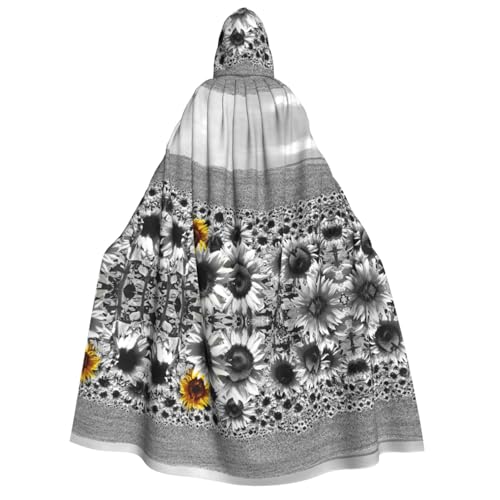 Apbdffjnf Schwarzer und weißer Sonnenblumen-Umhang für Erwachsene, dicker Kapuzenumhang mit Kapuze, Unisex, Umhang mit Kapuze, Halloween-Kapuzenumhang für Damen und Herren, weich und elastisch Apbdffjnf Schwarzer und weißer Sonnenblumen-Umhang für Erwachsene, dicker Kapuzenumhang mit Kapuze, Unisex, Umhang mit Kapuze, Halloween-Kapuzenumhang für Damen und Herren, weich und elastisch von Apbdffjnf