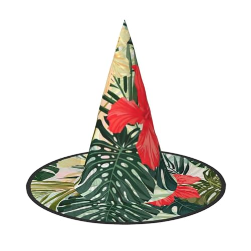 Apbdffjnf Sommer hawaiianischer Druck Halloween Hexenhut Spitzer Hexenhut Kostüm Zubehör für Halloween Party Dekoration von Apbdffjnf