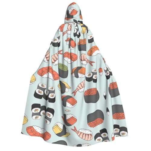 Apbdffjnf Sushi-Aufdruck, Erwachsenen-Umhang, dicker Kapuzenumhang, Unisex, Umhang mit Kapuze, Halloween-Kapuzenumhang für Damen und Herren, weich und elastisch von Apbdffjnf