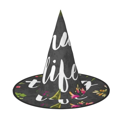 Apbdffjnf Thug Life Blumen Druck Halloween Hexenhut Spitz Hexenhut Kostüm Zubehör für Halloween Party Dekoration von Apbdffjnf