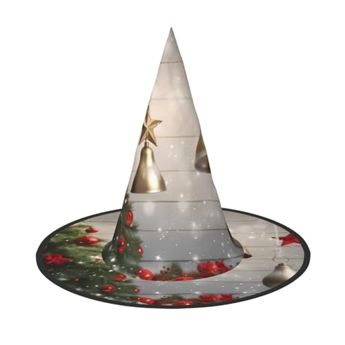 Apbdffjnf Weihnachtsbaum und Glocken Druck Halloween Hexenhut Spitzer Hexenhut Kostüm Zubehör für Halloween Party Dekoration von Apbdffjnf