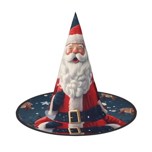 Apbdffjnf Weihnachtsmann Weihnachten Druck Halloween Hexenhut Spitz Hexenhut Kostüm Zubehör für Halloween Party Dekoration von Apbdffjnf