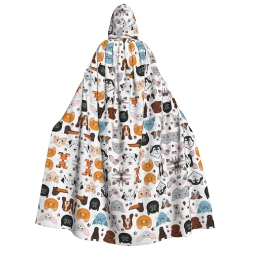 Dicker Kapuzenumhang mit Cartoon-Katze und Hund-Aufdruck, Unisex, Umhang mit Kapuze, Halloween-Kapuzenumhang für Damen und Herren, weich und elastisch Dicker Kapuzenumhang mit Cartoon-Katze und Hund-Aufdruck, Unisex, Umhang mit Kapuze, Halloween-Kapuzenumhang für Damen und Herren, weich und elastisch von Apbdffjnf