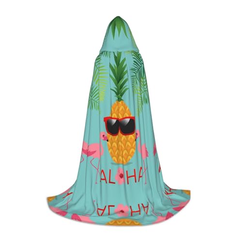 Kapuzenumhang mit Ananas-Flamingo-Druck, für Teenager, Kostümparty, Halloween, weich und elastisch, Größe M von Apbdffjnf