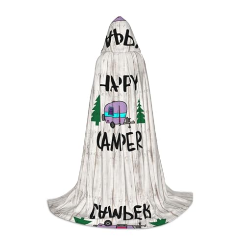 Kapuzenumhang mit Aufdruck "Happy Camper" für Teenager, Kostümparty, Halloween, weich und elastisch, Größe L von Apbdffjnf