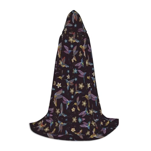 Kapuzenumhang mit Blumen-Kolibri-Stickerei, bedruckt, für Teenager, Kostümparty, Halloween, weich und elastisch, Größe L von Apbdffjnf