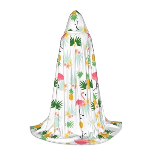 Kapuzenumhang mit Flamingo- und Ananas-Druck, für Teenager, Kostümparty, Halloween, weich und elastisch, Größe S von Apbdffjnf