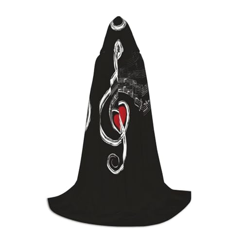 Kapuzenumhang mit Musiksymbole für Teenager, Kostümparty, Halloween, weich und elastisch, Größe S von Apbdffjnf