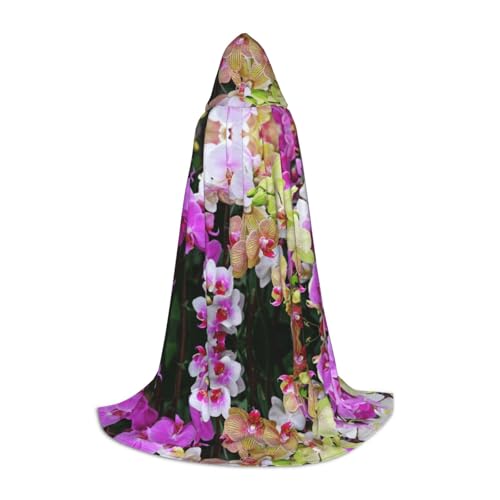 Kapuzenumhang mit Orchideen-Druck, für Teenager, Kostümparty, Halloween, weich und elastisch, Größe M von Apbdffjnf