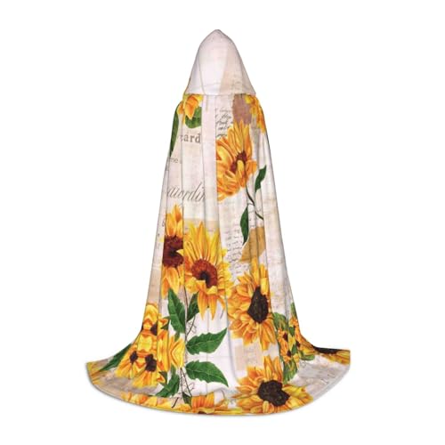 Kapuzenumhang mit Sonnenblumen-Aufdruck, für Teenager, Kostümparty, Halloween, weich und elastisch, Größe L von Apbdffjnf