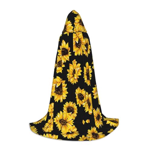Kapuzenumhang mit Sonnenblumen-Aufdruck, für Teenager, Kostümparty, Halloween, weich und elastisch, Größe M von Apbdffjnf