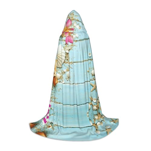Kapuzenumhang mit Strandmotiv und Muschelmotiv, für Teenager, Kostümparty, Halloween, weich und elastisch, Größe M von Apbdffjnf