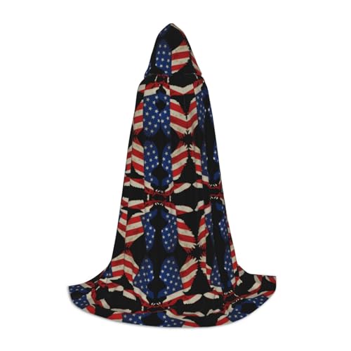 Kapuzenumhang mit amerikanischem Adler und Flagge, für Teenager, Kostümparty, Halloween, weich und elastisch, Größe S von Apbdffjnf