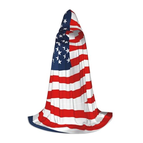 Kapuzenumhang mit amerikanischer Flagge, patriotischer Druck, für Teenager, Kostümparty, Halloween, weich und elastisch, Größe L von Apbdffjnf