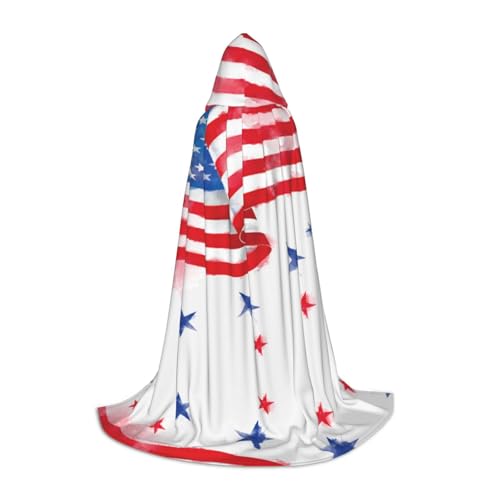 Kapuzenumhang mit amerikanischer Flagge und Sternen für Teenager, Kostümparty, Halloween, weich und elastisch, Größe S von Apbdffjnf