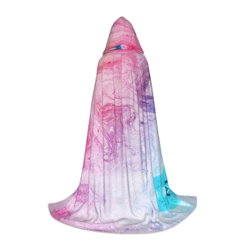 Kapuzenumhang mit buntem Marmor, Pastellrosa, Blau, Violett, bedruckt, für Teenager, Kostümparty, Halloween, weich und elastisch, Größe M von Apbdffjnf