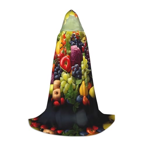 Kapuzenumhang mit frischem Obst und Gemüse, bedruckt, für Teenager, Kostümparty, Halloween, weich und elastisch, Größe L von Apbdffjnf