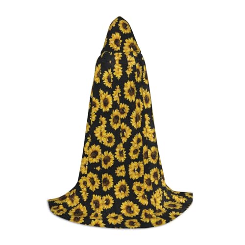 Kapuzenumhang mit goldenem Sonnenblumen-Aufdruck, für Teenager, Kostümparty, Halloween, weich und elastisch, Größe L von Apbdffjnf