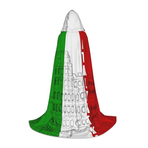Kapuzenumhang mit römischem Kolosseum, italienische Flagge, bedruckt, für Teenager, Kostümparty, Halloween, weich und elastisch, Größe L von Apbdffjnf