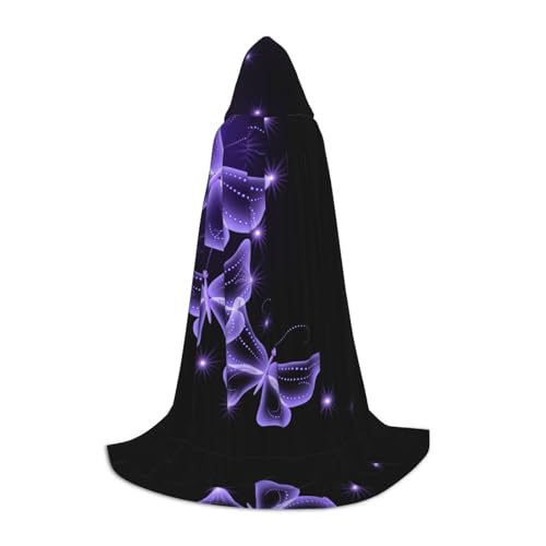 Kapuzenumhang mit schönem violettem Schmetterling, für Teenager, Kostümparty, Halloween, weich und elastisch, Größe M von Apbdffjnf