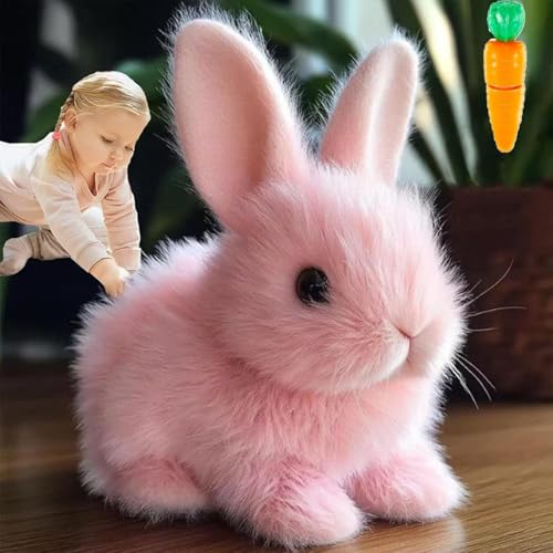 Apeso Bunny - My Realistic Bunny Toy, Bunny Realistic Bunny, Bunny Realistic Bunny Toy, Interactive Bunny Realistic Bunny-Jumping, Twitching, and Shaking Ears, Bunbi Realistic Bunny (Pink) von Apeso