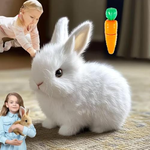 Apeso Bunny - My Realistic Bunny Toy, Bunny Realistic Bunny, Bunny Realistic Bunny Toy, Interactive Bunny Realistic Bunny-Jumping, Twitching, and Shaking Ears, Bunbi Realistic Bunny (White) von Apeso