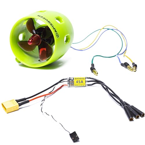 ApisQueen 12-16V U1 Unterwasserstrahlruder Mit 45A Bi-Direktionalem ESC, 4.1lb Schub Bürstenloses Unterwasserstrahlruder/Propeller Für ROVs Boote（CCW） von ApisQueen