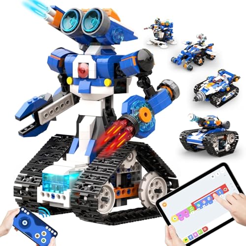 Apitor Robot J Programmierbarer Roboter für Kinder, 6-in-1 Kreativer Roboter Bausatz, App-Ferngesteuerter Kinder Spielzeug, pädagogisches Programmiergeschenk für Jungen ab 7-12 Jahren (480 Stück) von Apitor