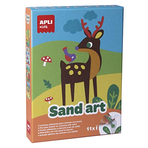 APLI apli13749 Sand Art Farbe mit Sand Kit (4-teilig), Blau,Braun,Gelb,Grau,Grün,Rot von APLI Kids