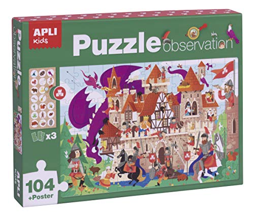 Apli Europe 17916 Schloss Puzzle Observation, 104 Teile, bunt von APLI Kids