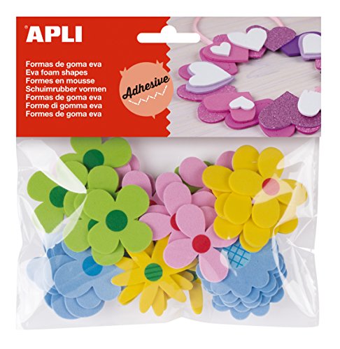 APLI Kids 15140 Eva Flower Klebebeutel Bedruckt Blumenformen, bunt, Éstandar von APLI Kids