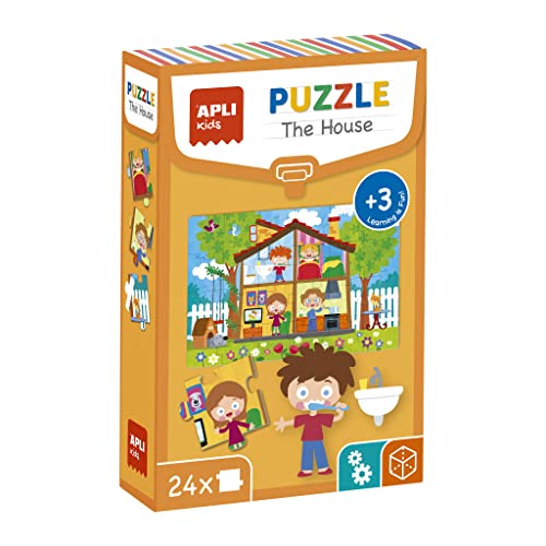 APLI Kids 18747 La Casa + 3 Jahre, 24 Teile, 7 x 7 cm, EL Puzzle montado Mide 42x28 cm von APLI Kids