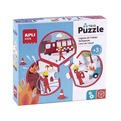 Apli Europe 18822 APLI Kids 18822-Puzzle Trio Berufe-Enthält 8 Puzzles à 3, 24 Teile Größe Ø 9 cm von APLI Kids