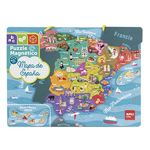 Apli Europe 18893 APLI Kids 18893-Magnetisches Puzzle Karte Set mit 50 Magneten zum Erlernen der Geografie Spaniens-Für Kinder ab 5 Jahren, España von APLI Kids