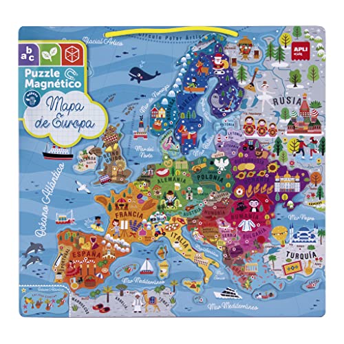 Apli Europe 19246 APLI Kids 19246-Magnetisches Puzzle Karte Europa-Set mit 45 Magneten zum Erlernen der europäischen Geografie-Für Kinder ab 5 Jahren von APLI Kids