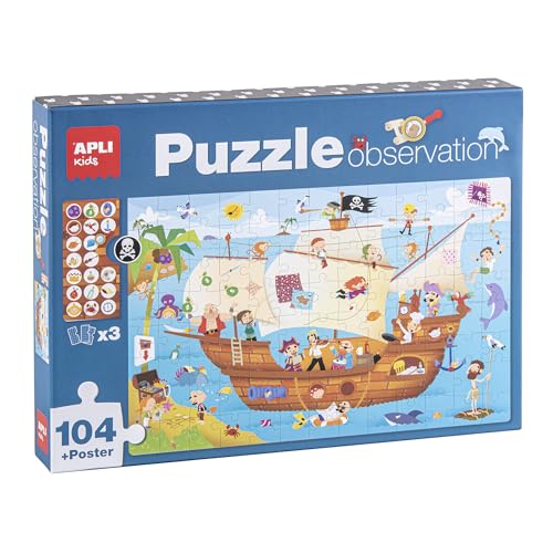 APLI Kids 17917 Piratenschiff Puzzle Observation, 104 Teile, bunt von APLI Kids
