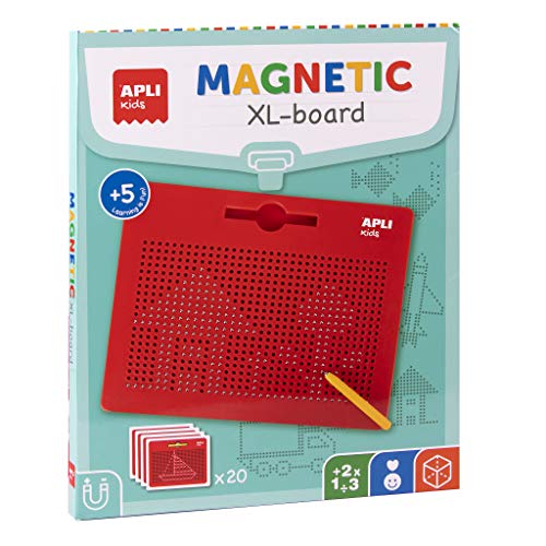 APLI Kids 18792 18792-Magnettafel XL (315 x 18 x 257 mm) mit Magnetstift und Karteikarten Beispiel, rot von APLI Kids