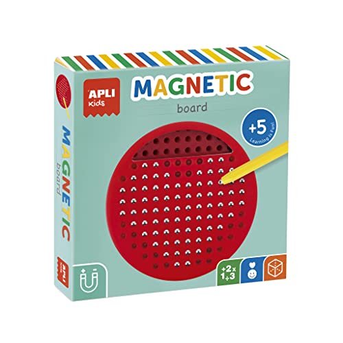 APLI Kids 19088 19088-Magnetische Lerntafel rund inklusive Magnetstift und Karteikarten z.B, Gelb, Rot, Mini (Ø141 x 25 mm) von APLI Kids