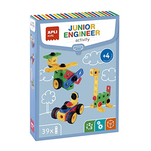 APLI Kids 19160 - Junior Engineer - 39 Teile für Fahrzeuge und Charaktere - inkl. 8 Spielsteine mit Beispielen von APLI Kids