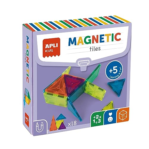 APLI KIDS 19419 – Lernspiel zum Bauen mit transparenten magnetischen Teilen, Verschiedene geometrische Formen zum Erstellen von 3D-Figuren. von APLI Kids