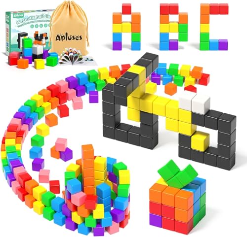 Apluses 54 PCS Magnetische Bausteine, Magnetische Bauklötze für Kleinkinder ab 3 Jahren, Montessori-Spielzeug, Magnetwürfel, Magneten für Kinder im Alter von 3-5 Jahren, Jungen und Mädchen Apluses 54 PCS Magnetische Bausteine, Magnetische Bauklötze für Kleinkinder ab 3 Jahren, Montessori-Spielzeug, Magnetwürfel, Magneten für Kinder im Alter von 3-5 Jahren, Jungen und Mädchen von Apluses