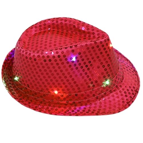 Apooke Hut mit Pailletten und Lichtern, Partyhüte für Party, Kostüm, bunter Mardi-Hut, leuchtende LED-Hut, Paillettenhüte von Apooke