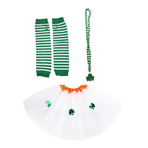 Apooke Saint Patrick Day Kostüm Zubehör Set Frauen Kleeblatt Tüll Tutu Rock Armstulpen Halskette Irland Party Prop von Apooke