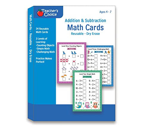 Addition & Subtraktion trocken abwischbare Karten, wiederverwendbare Mathematikblätter, Kindheitserziehung, Lernwerkzeuge von Apostrophe Games