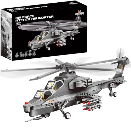 Angriffshubschrauber Luftwaffe Baustein-Set - 272-teiliges Hubschrauber-Bauspielzeug-Set - Baustein-Flugzeugspielzeug für Kinder ab 10 Jahren und Erwachsene - Kompatibel mit allen Bausteinen Angriffshubschrauber Luftwaffe Baustein-Set - 272-teiliges Hubschrauber-Bauspielzeug-Set - Baustein-Flugzeugspielzeug für Kinder ab 10 Jahren und Erwachsene - Kompatibel mit allen Bausteinen von Apostrophe Games
