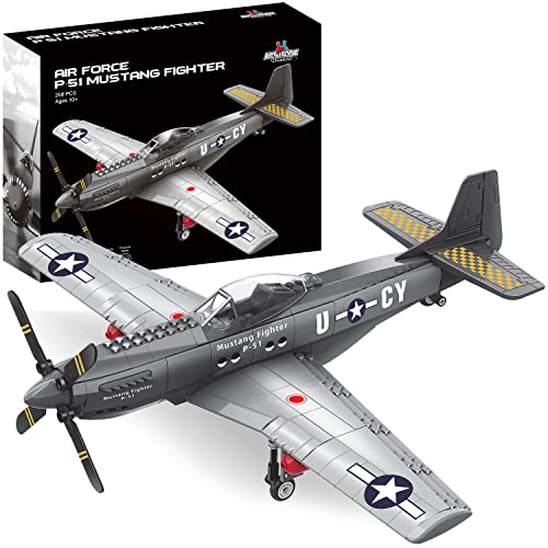Apostroph Spiele WW2 P-51 Mustang Kampfflugzeug Bausteinset - 258 -teiliges Bauspielzeugset - Flugzeugspielzeug für Kinder ab 10 Jahren und Erwachsene - Kompatibel mit Allen Bausteinen von Apostrophe Games