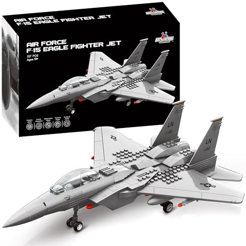 Apostrophe Games Kampfjet-Baustein-Set - 227-teiliges F-15 Eagle Kampfjet-Bauspielzeug-Set – Baustein-Flugzeugspielzeug für Kinder ab 10 Jahren und Erwachsene - Kompatibel mit Allen Bausteinen von Apostrophe Games